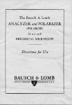 ANALYZER and POLARIZER (POLAROID) for use with BIOLOGICAL MICROSCOPE Direction for Use